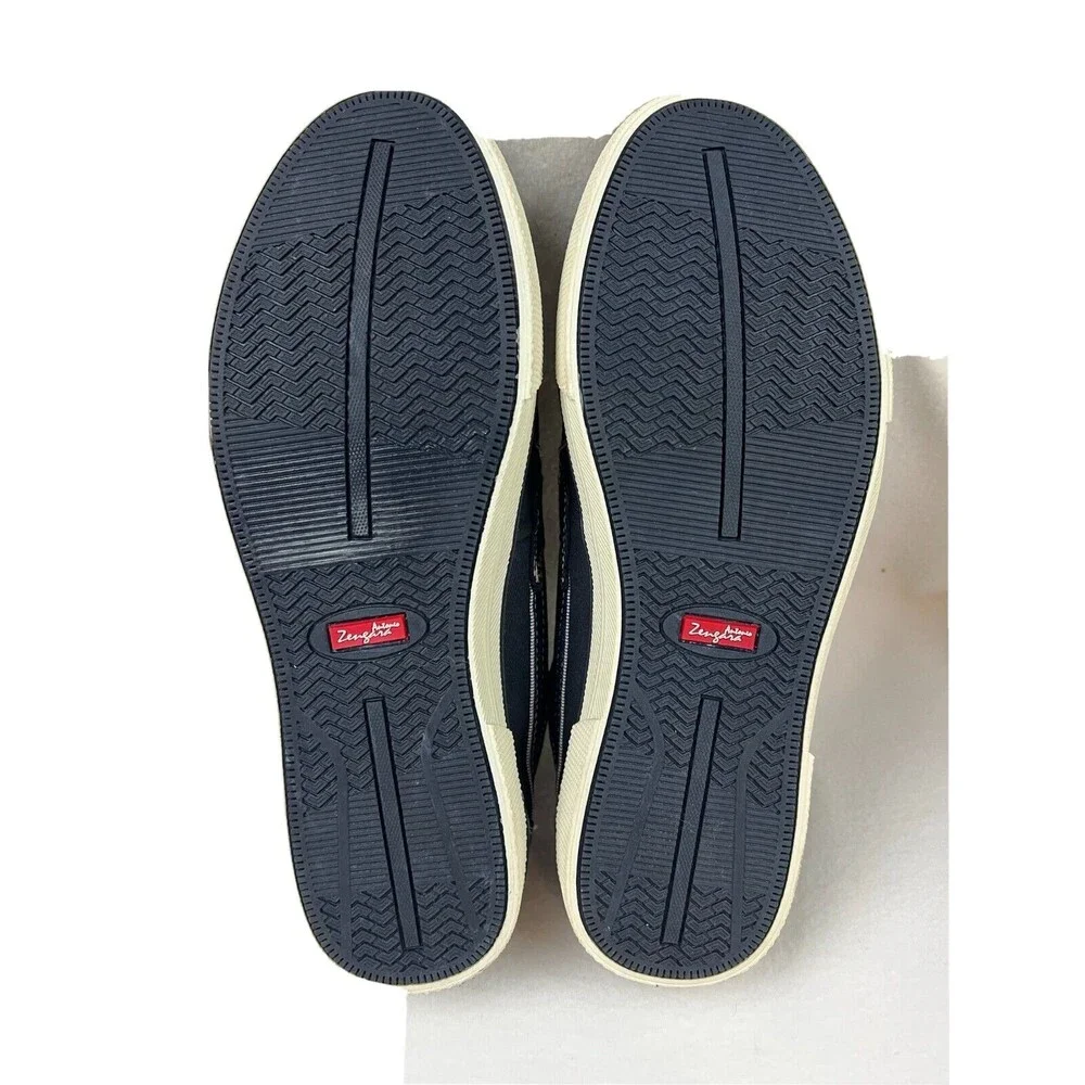 Antonio Zengara Boat Shoes Men's Size 7.5 Moc Toe Slip-ons Oceana Navy Canvas